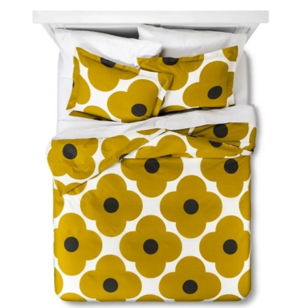 NEW Orla Kiely x Target Large Spot Flower Gold Twin Duvet Cover + Standard Sham